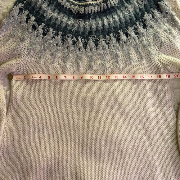 Free People Baltic Fairisle Women's Blue and Cream Wool Blend Sweater, Size M - Picture 7 of 9